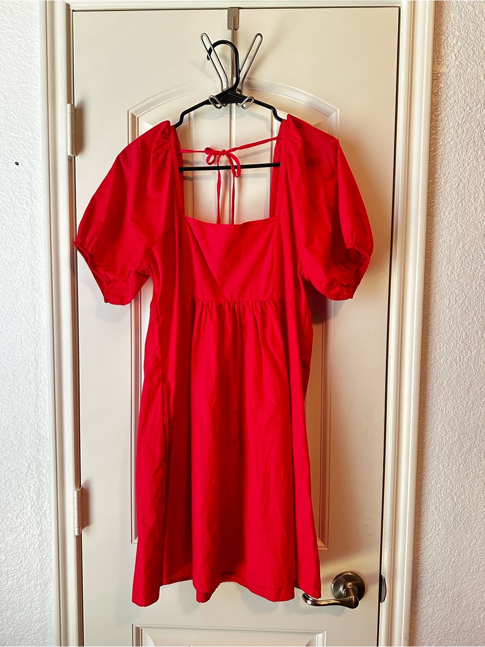 Draper James Coral Pink Red 100% Cotton Puff Sleeve Babydoll Dress size M